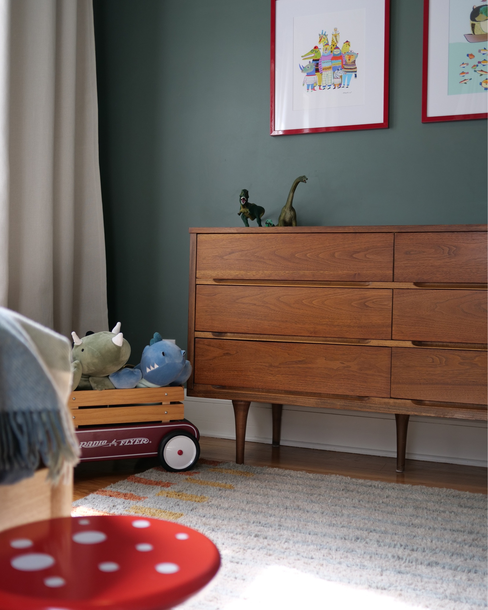 RED is the perfect pop of color against Farrow and Ball’s “Green Smoke”, don’t you think?!

#LTKHome #LTKFamily #LTKKids