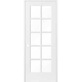 Krosswood Doors 30 in. x 80 in. Shaker 10-Lite Primed Right-Hand Low-E Glass MDF Wood Clear Compo... | The Home Depot