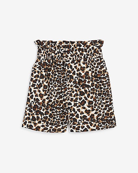 rocky barnes printed high waisted linen-blend shorts | Express
