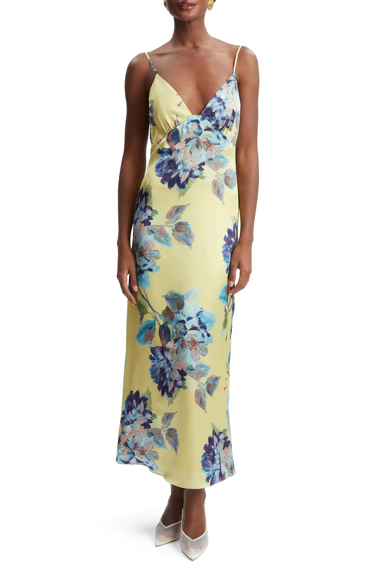 Bardot Wintour Floral Print Satin Dress | Nordstrom | Nordstrom