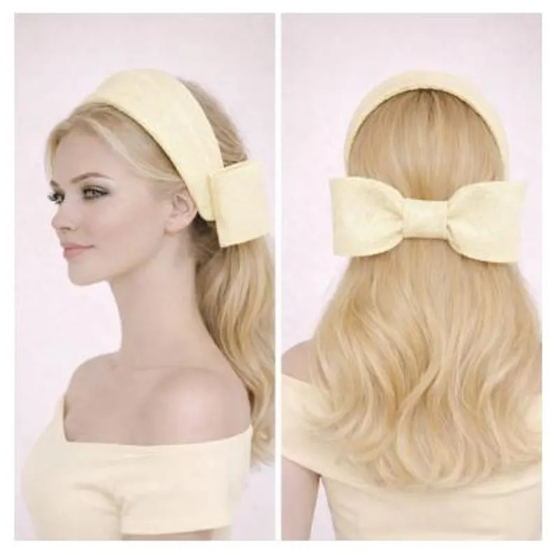Butter Yellow Sinamay Bow Headband Fascinator, Back Bow Wedding Hat Races Headpiece - Etsy UK | Etsy (Global)