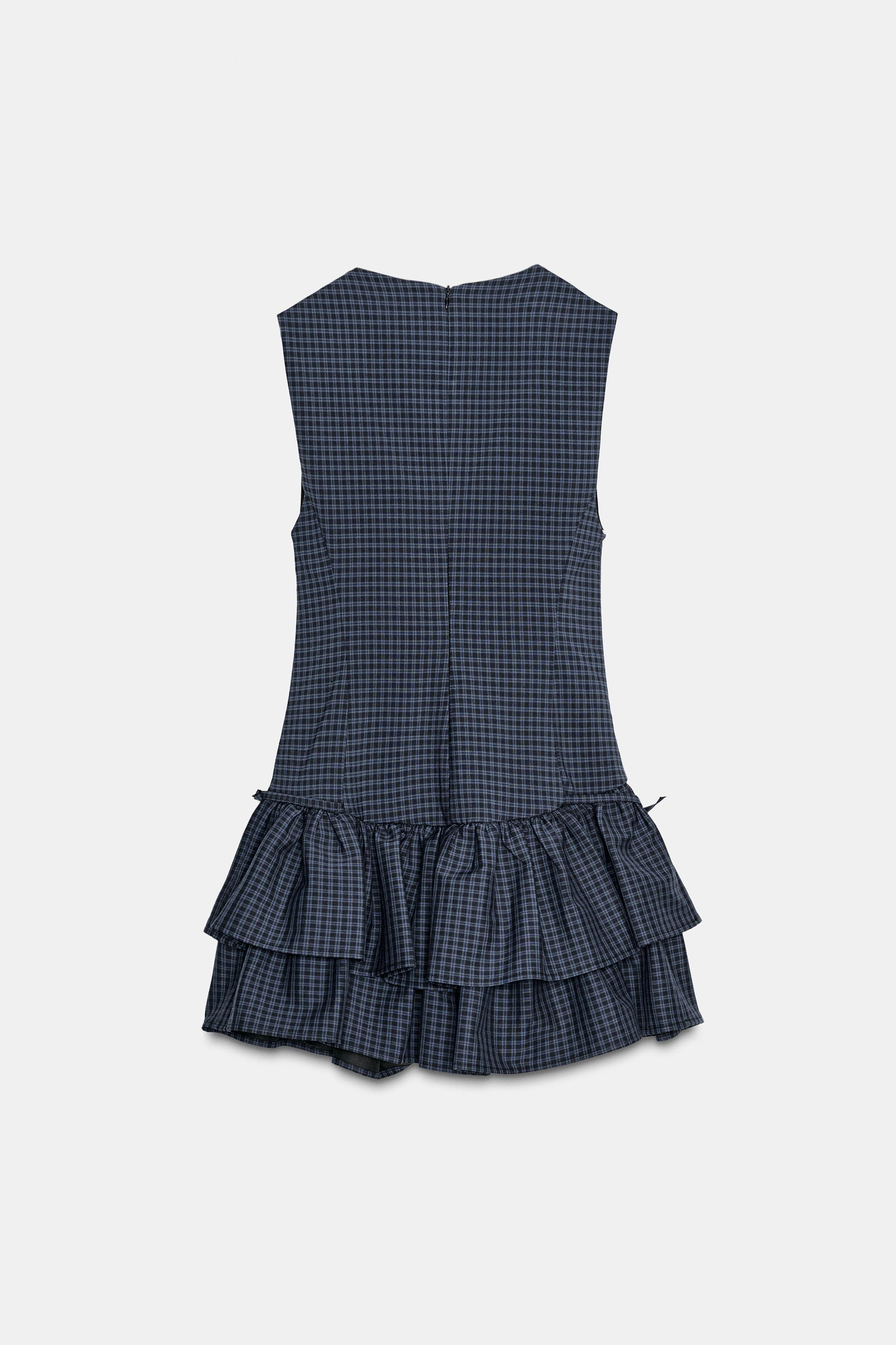 PLAID RUFFLE SHORT DRESS | Zara US
