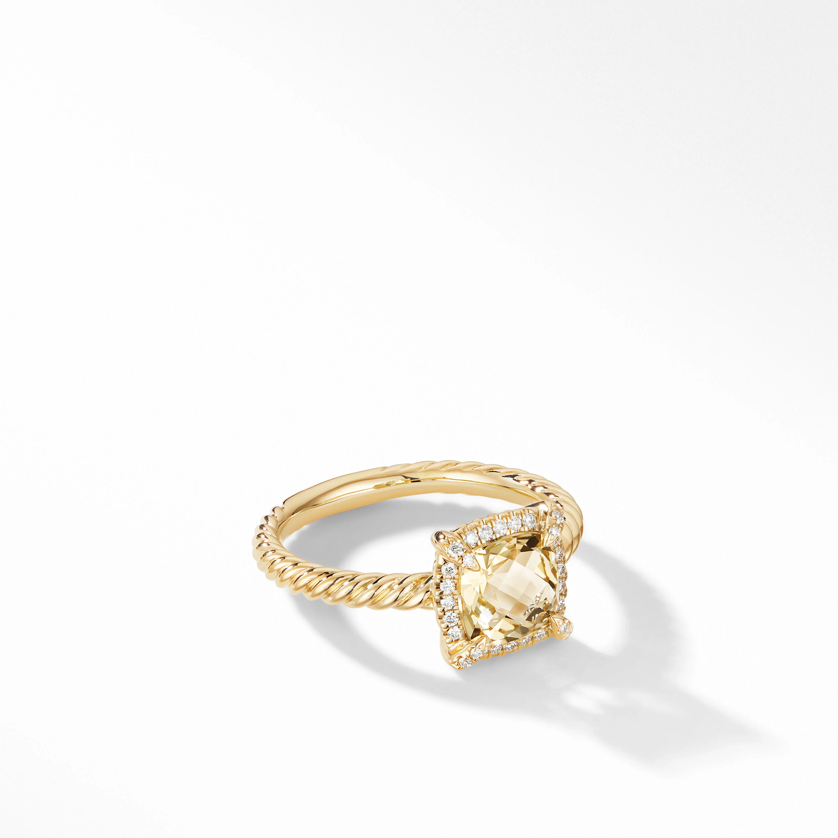 David Yurman | Petite Chatelaine® Pavé Bezel Ring in 18K Yellow Gold with Champagne Citrine and... | David Yurman