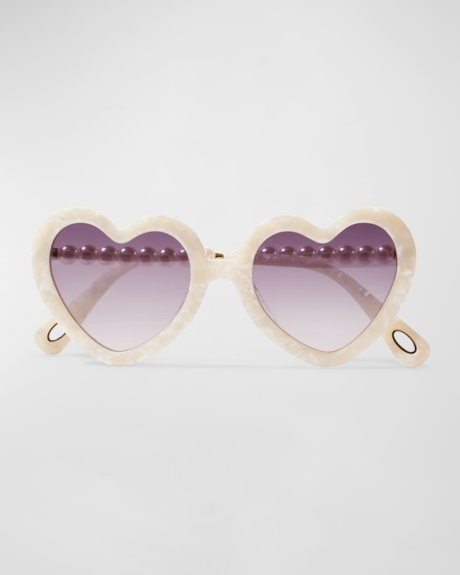 Pearly Sweetheart Acetate Cat-Eye Sunglasses | Neiman Marcus