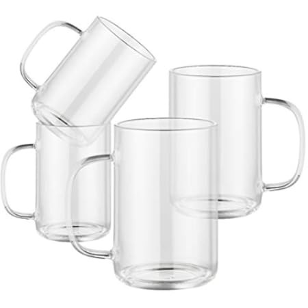 HORLIMER 16 oz Glass Coffee Mugs Set of 6, Clear Coffee Cup with Handle for Tea Cappuccino Latte Mil | Amazon (US)