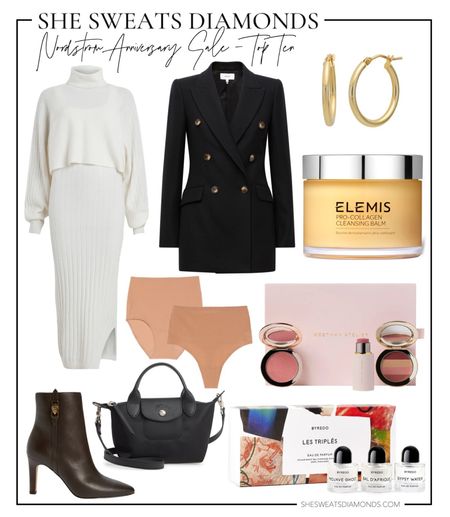 Nordstrom Anniversary Sale begins tomorrow for cardholders! 

Inventory is lackluster so I’m only grabbing a few necessities and beauty newness.

Here’s what I’d pick if I could only choose ten things from the NSale this year: sweater and dress set, wool blazer, gold hoop earrings, my favorite facial cleansing balm, nude panties, cheek and lip makeup set, booties, black crossbody bag, and fragrance set!

If you want to shop the sale, check out my no BS sale guide on SheSweatsDiamonds.com 

#LTKstyletip #LTKsalealert #LTKxNSale