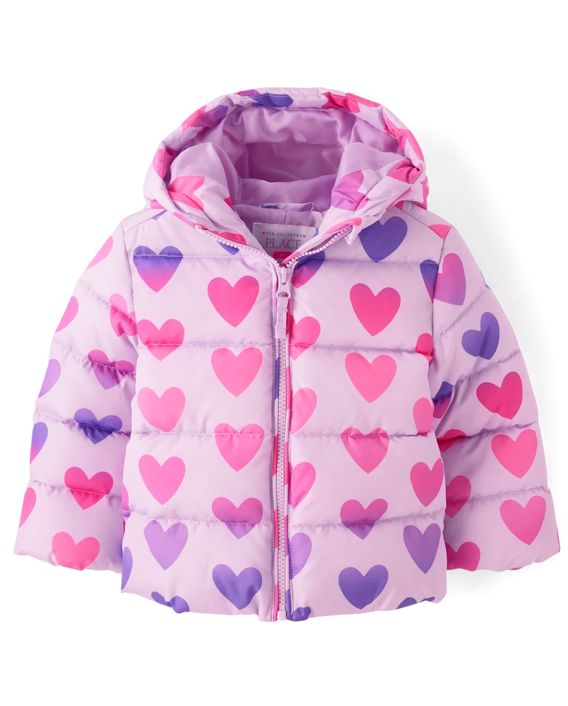 Toddler Girls Print Hooded Puffer Jacket - purple | The Children's Place