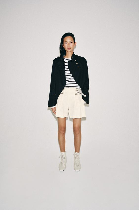 Zara - Pleated Shorts Zw Collection - Oyster-White - L - Woman | Zara US