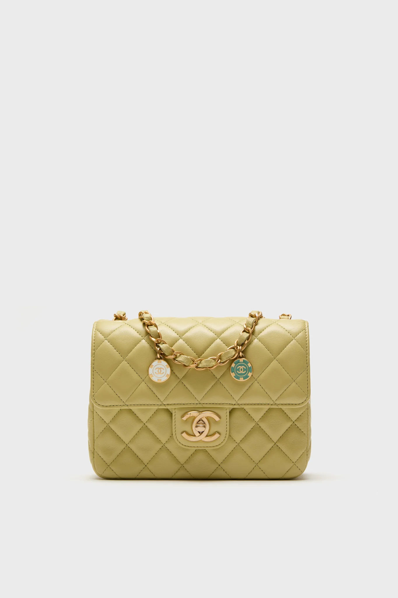 CHANEL Green Classic Lambskin Casino Royale Charms Single Flap Bag | Tuckernuck (US)