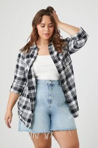 Plus Size Plaid Ruched Hem Shirt | Forever 21 (US)