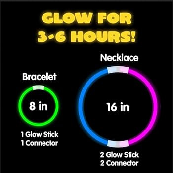 JOYIN 100 Pcs 8" Glow sticks Bulk Party Favors Pack, Neon Glow in the Dark Party Supplies, Light ... | Amazon (US)