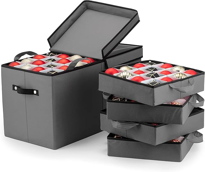 Premium Large Christmas Ornament Storage Box with Lid - 3" Compartment, Contains 8 Trays, Keeps 1... | Amazon (US)