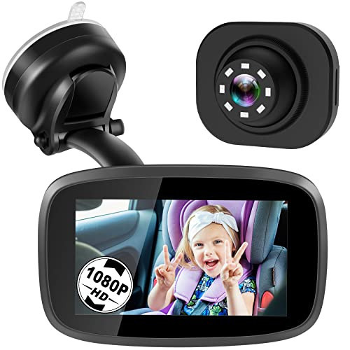 Shybaby 1080P Baby Car Mirror, 4.3" Baby Car Camera Monitor with 170° Wide View, HD Night Vision Function and Reusable Sucker Bracket, Safety Rear Facing Cars Set Camera for Infants Kids Toddlers | Amazon (US)