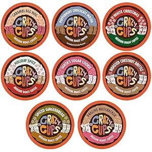 Crazy Cups Christmas Coffee Pods Variety Pack, Holiday Coffee Sampler of Single Serve Assorted Fl... | Amazon (US)