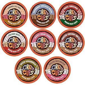Crazy Cups Christmas Coffee Pods Variety Pack, Holiday Coffee Sampler of Single Serve Assorted Fl... | Amazon (US)