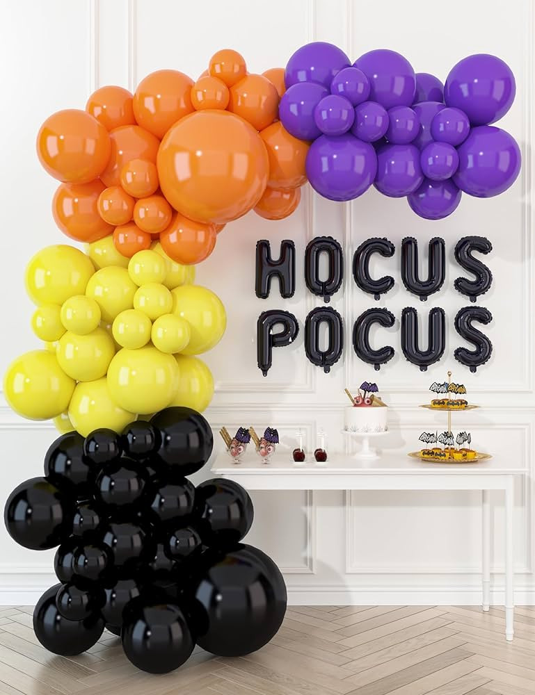 HOUSE OF PARTY Halloween Balloon Arch Kit – 86 Pcs Hocus Pocus Decorations, Yellow, Purple, Ora... | Amazon (US)
