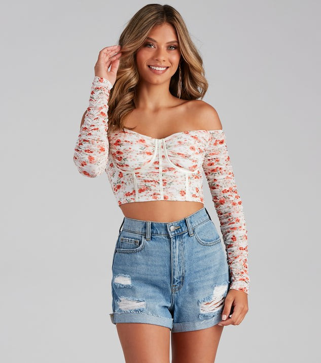 Sweet Moments Ruched Floral Bustier | Windsor Stores