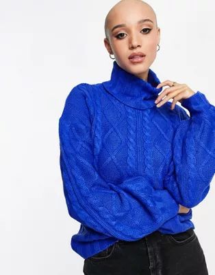 Wednesday's Girl high neck sweater with balloon sleeves in chunky knit | ASOS (Global)