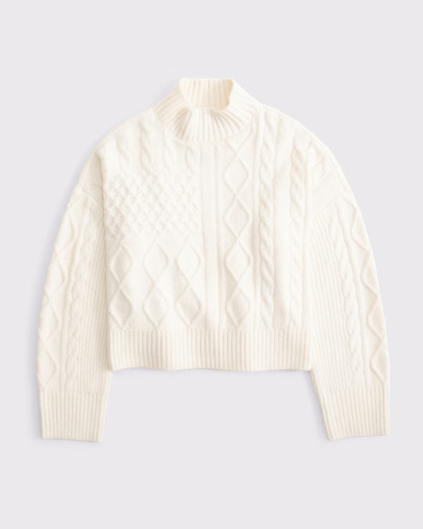 Easy Cable-Knit Mockneck Sweater | Abercrombie & Fitch (US)