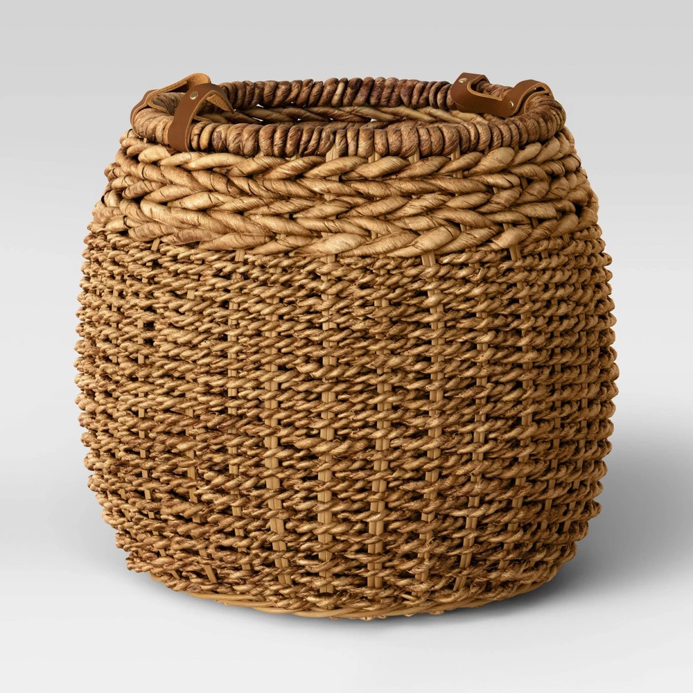 14" x 16" Harvest Braided Banana Basket with Leather Handles - Threshold™ | Target