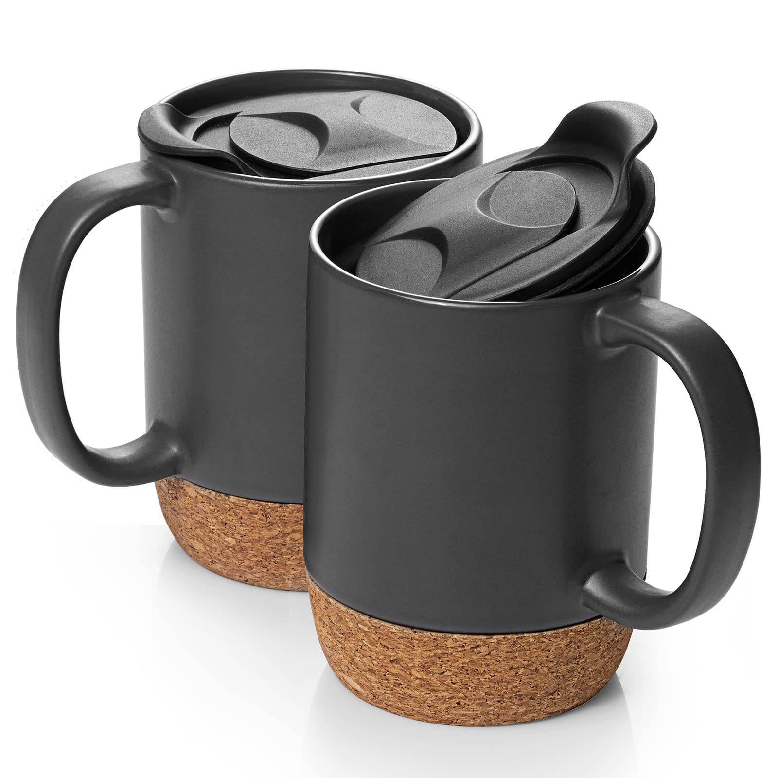 DOWAN Coffee Mugs, 15 oz Mug Set of 2, Large Ceramic Coffee Mug with Cork Bottom and Spill Proof ... | Amazon (US)