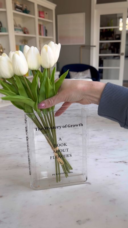 Flower acrylic vase book for bookshelf and bookcase tulips decorations from
Amazon 