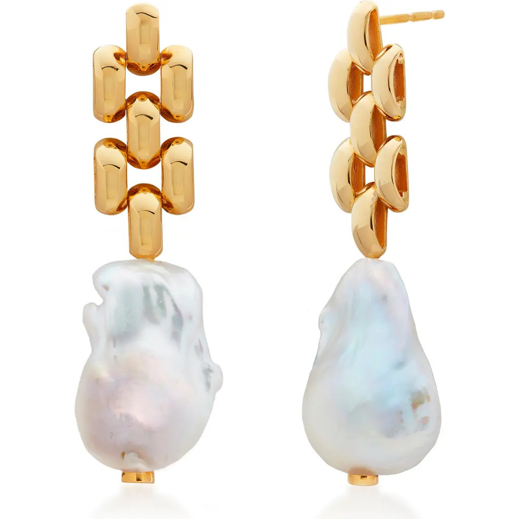 Monica Vinader Heirloom Baroque Pearl Drop Earrings in Yellow Gold at Nordstrom | Nordstrom