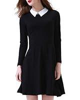 HMPRT Halloween Costumes for Women - White Collar Long Sleeve Black Dress, Black Braided Wig and ... | Amazon (US)