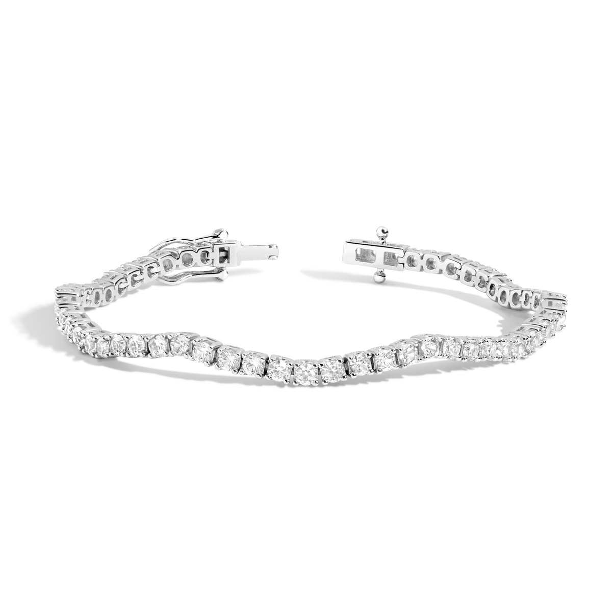 Lab Grown White Sapphire Wave Tennis Bracelet | AUrate New York