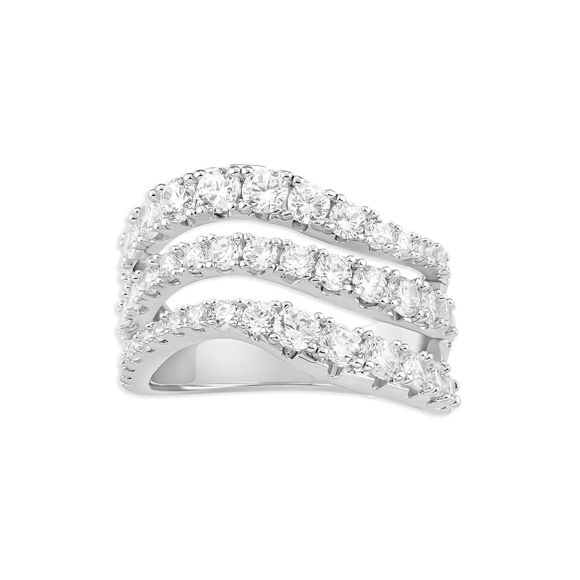 Believe By Brilliance Women's Fine Silver Plated Wave Band CZ Ring | Walmart (US)