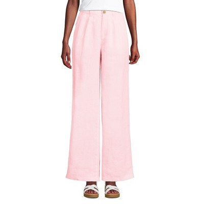 Lands' End Women's High Rise Wide Leg Linen Pleated Pants - 4 - Simply Pink Linen | Target