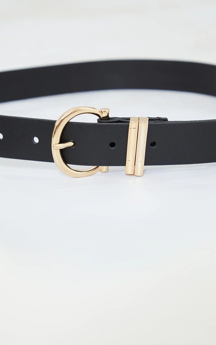 Black PU Gold Horseshoe Buckle Belt | PrettyLittleThing UK