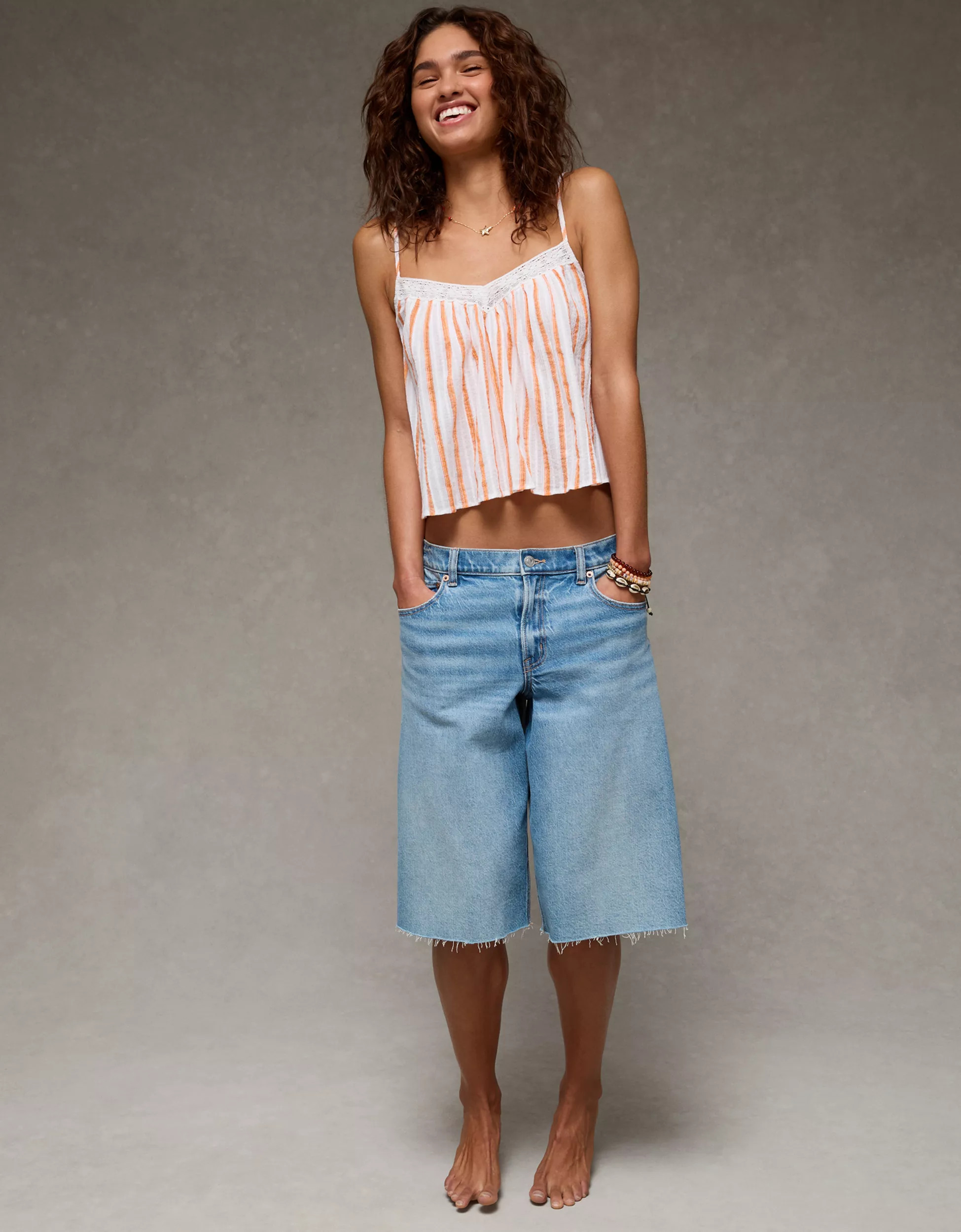 AE Cropped Lace-Trim Cami | American Eagle Outfitters (US & CA)