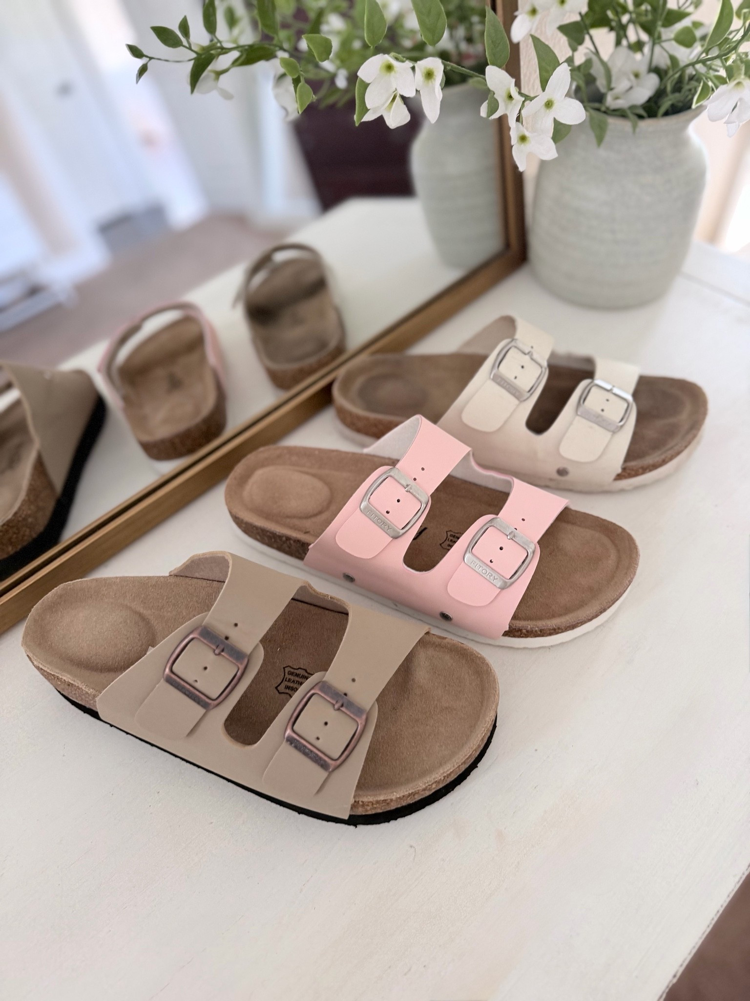 Like Birkenstocks, but more affordable and comfortable! The taupe￼ are the platform version. Run true to size

@Fitory

#LTKActive #LTKSaleAlert #LTKSeasonal