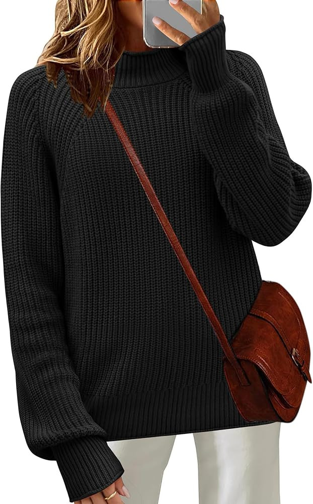 Zeagoo Women's 2024 Fall Turtleneck Sweaters Trendy Loose Long Sleeve Knit Pullover Jumper Tops | Amazon (US)