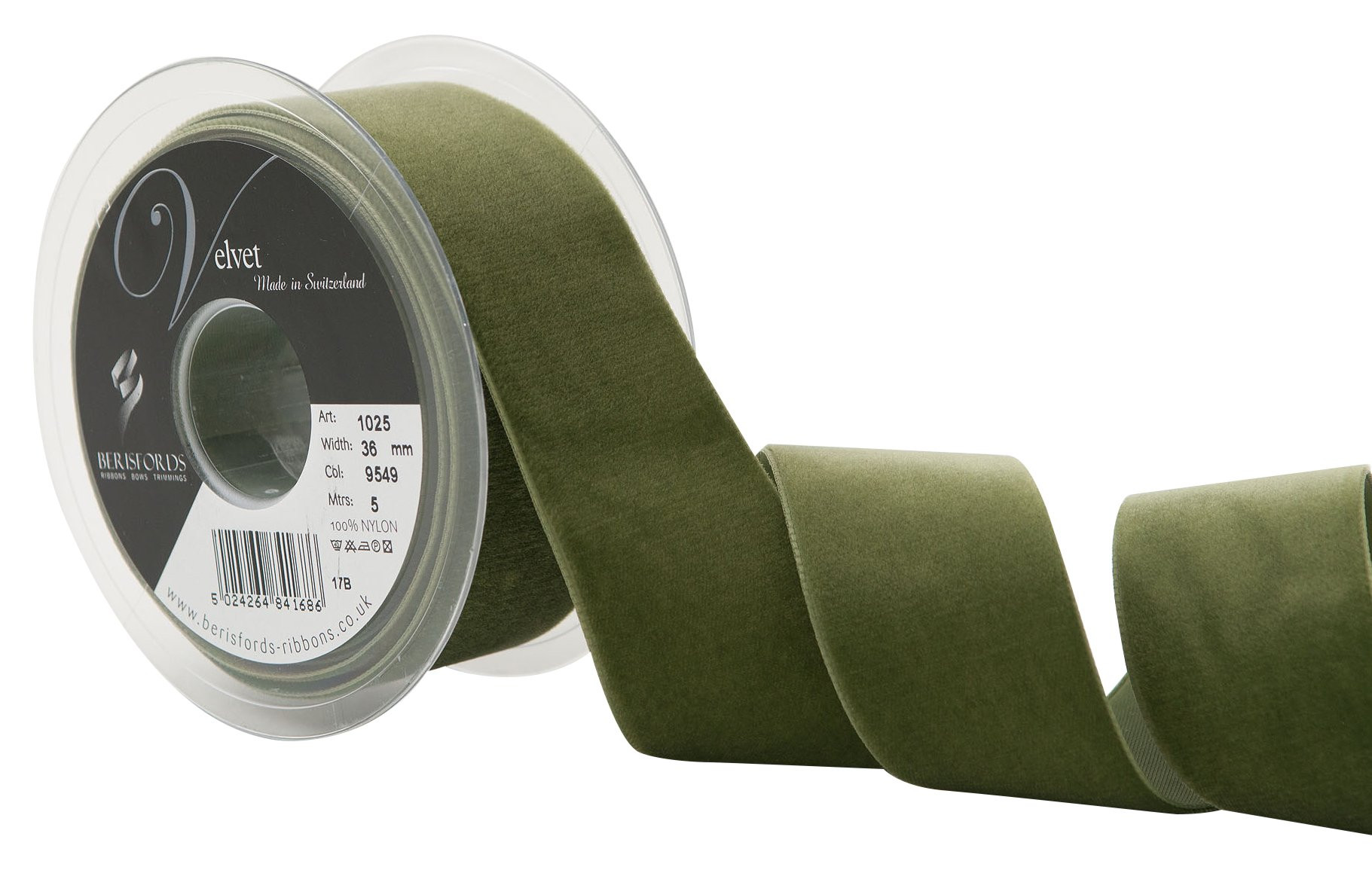 Berisfords Velvet Ribbon, Moss, 102 x 36 x 102 cm | Amazon (UK)