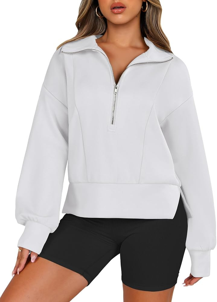 ANRABESS Women Half Zip Sweatshirts Workout Athletic Quarter Zipper Pullover Cropped Hoodies 2024... | Amazon (US)