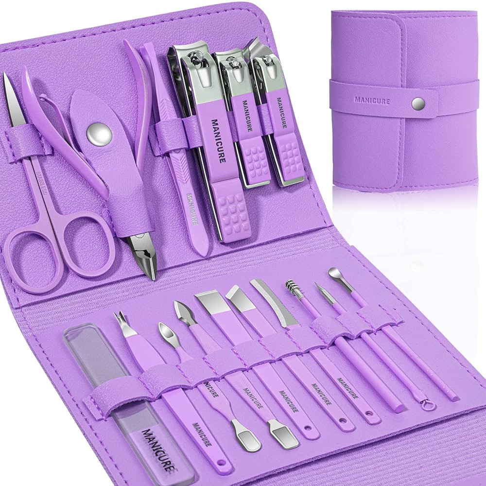 Manicure Set Professional Nail Clippers Pedicure Kit, 16 pcs Stainless Steel Nail Care Tools Groo... | Amazon (US)