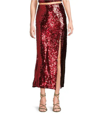 Midi Sequin Side Slit Coordinating Skirt | Dillard's