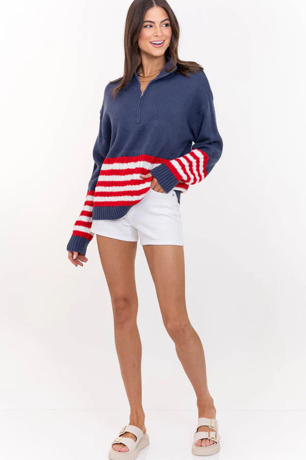 Blue Skies Navy Striped Sweater | The Mint Julep Boutique