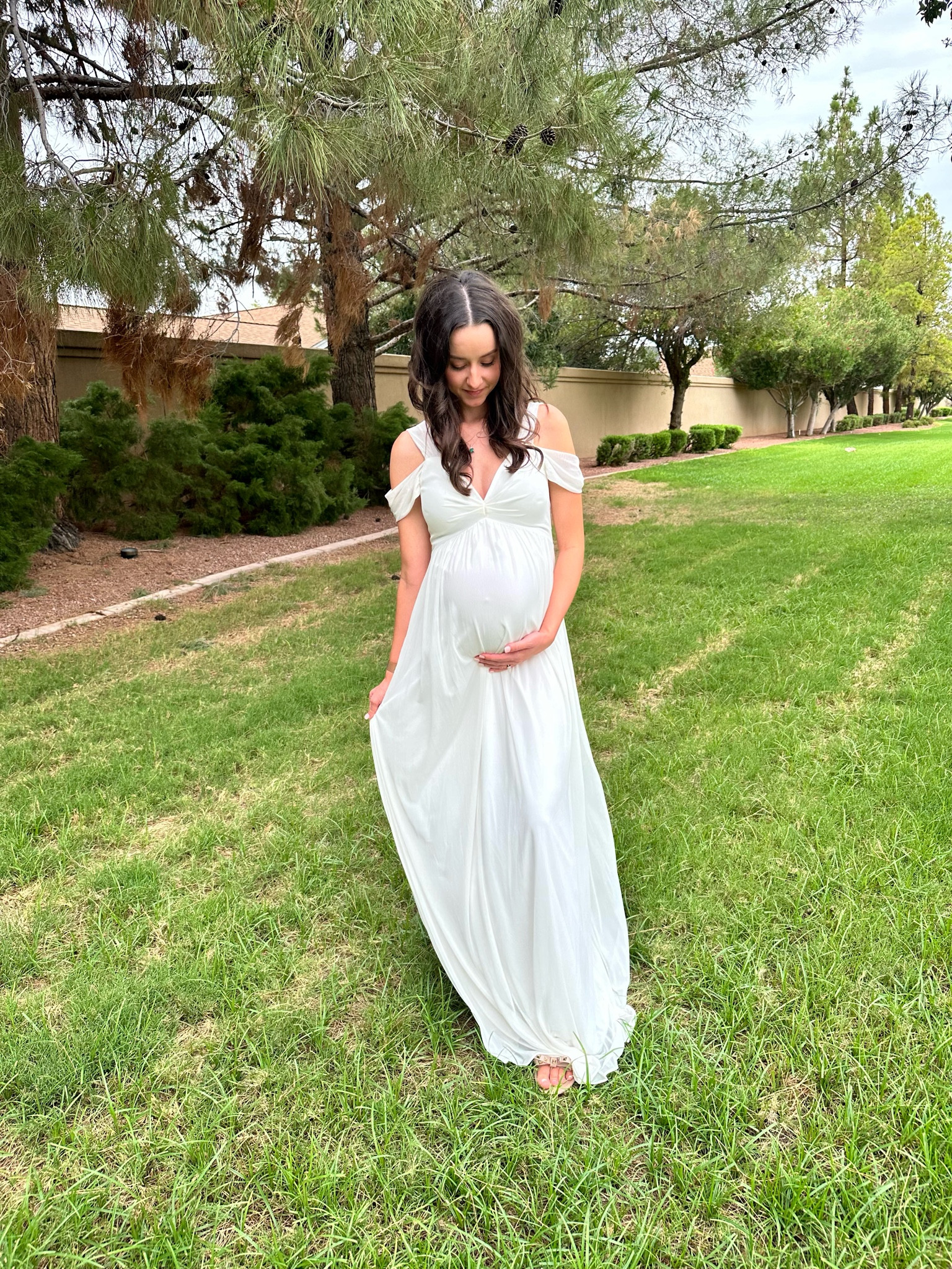 Pink Blush Maternity - White chiffon dress 

#LTKbump #LTKunder100 #LTKSale