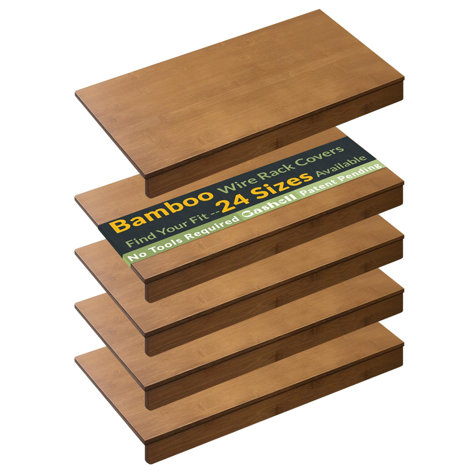 Wire Shelf Covers, Bamboo Wire Rack Covers for Pantry, Closet (4pcs, 24" W x 12" D) | Amazon (US)