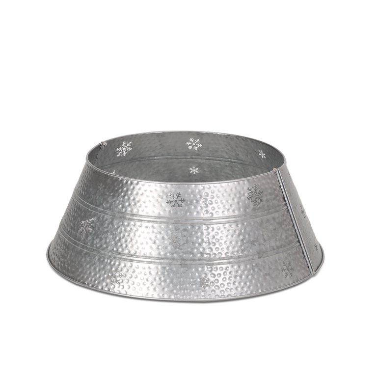Noble House Morelos Metal Christmas Tree Collar, Silver | Walmart (US)