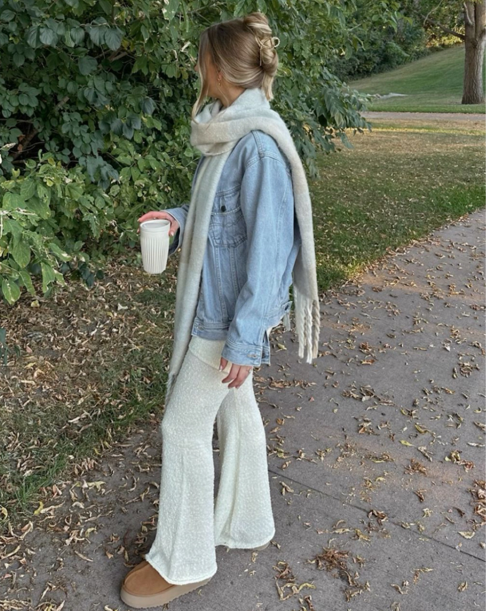 Cute and comfy winter outfit :) denim jacket paired with a big scarf and comfy fleece pants ❤️ all products from Amazon for easy shopping and shipping ! 

#LTKGiftGuide #LTKSaleAlert #LTKStyleTip