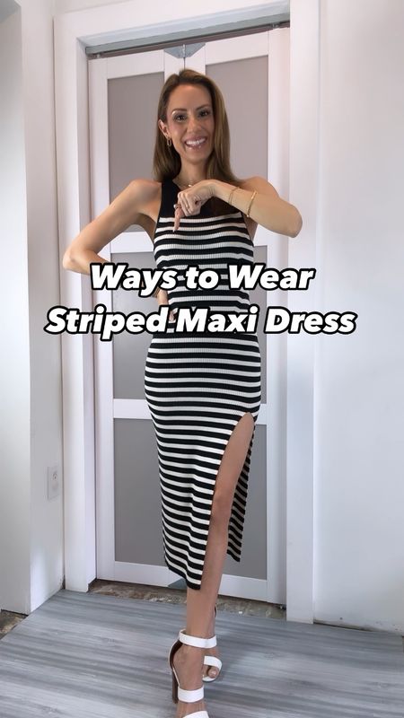 Fave maxi dress alert!! 😍😍 I promised a real on different ways to wear this! It is so versatile! The fit is so flattering! I know horizontal stripes can be scary, but this has some stitching at the rib cage that accentuates the waist and makes the hips look amazing! I also love the side slit placement this dress is absolute perfection. I am wearing a size small. And I forgot to add it but a chambray top with the last two looks would be so cute - either on or around the waist! I’ll link my fave! 

#LTKVideo #LTKfindsunder50 #LTKFestival