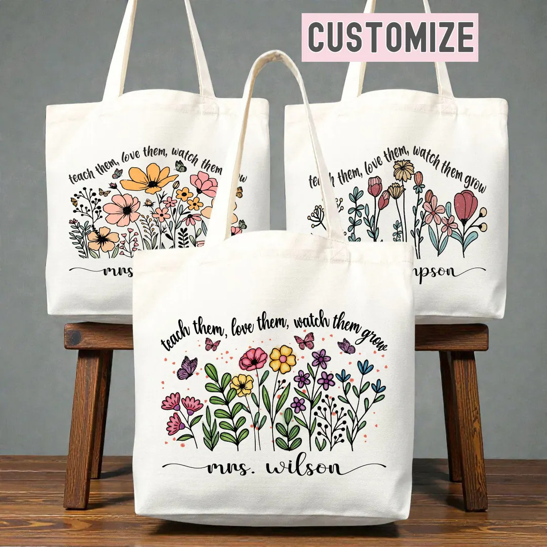 Personalized Teacher Tote Bag with Name | Teacher Appreciation Gift | Custom Canvas Bag for Educa... | Etsy (Global)