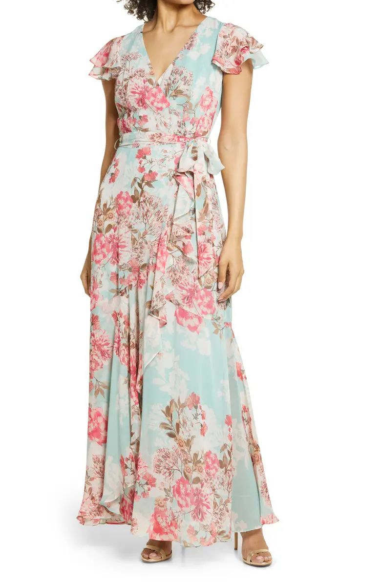 Floral Flutter Sleeve Dress | Nordstrom