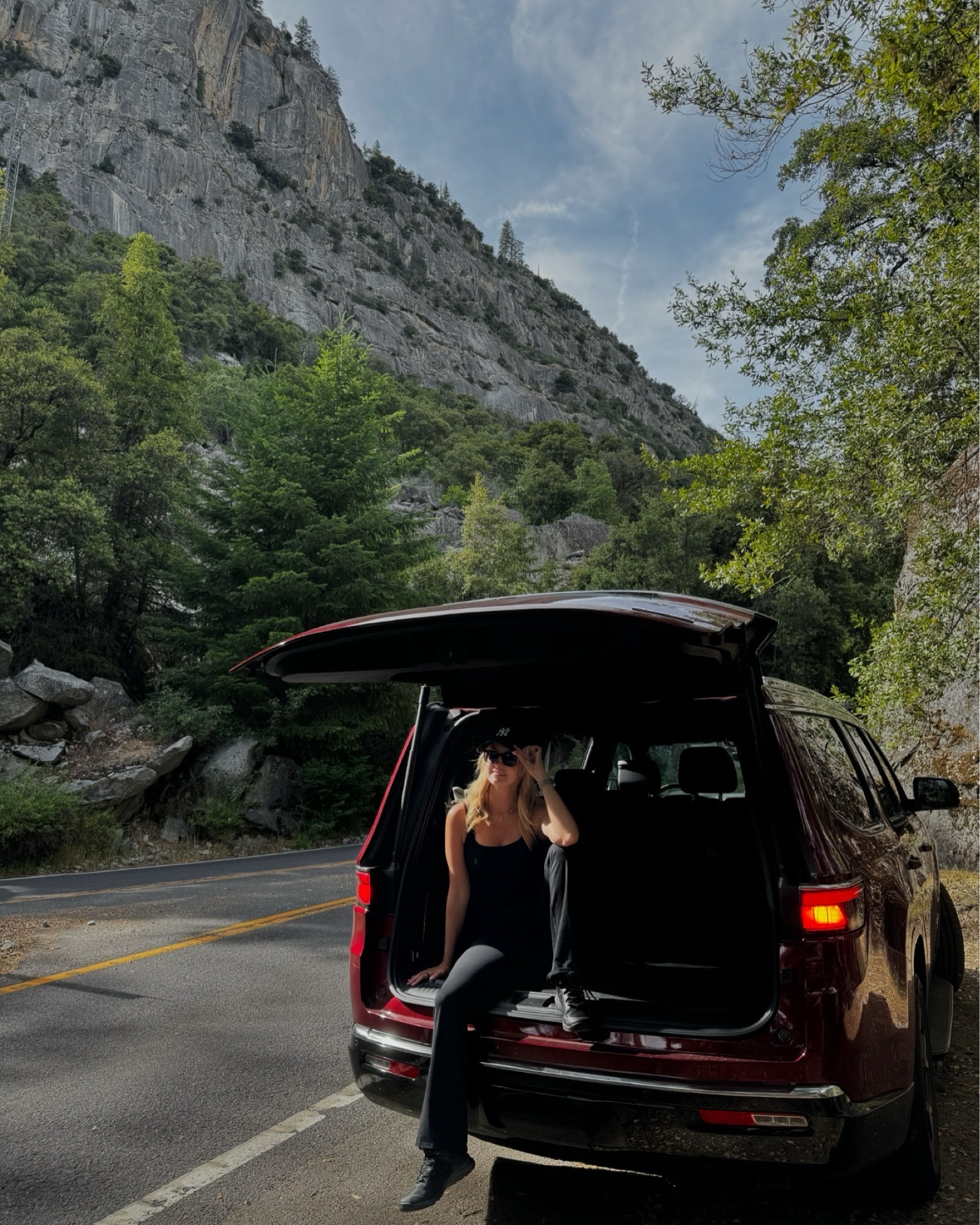 Somewhere between Yosemite and Sequioa Park. 

Wearing black onesie + hiking boots 

Black jumpsuit • flare jumpsuit • outdoorsy style • tomboy outfit • tomboy femme • hiking boots • jeep wagoneer

#LTKStyleTip #LTKFindsUnder50 #LTKActive