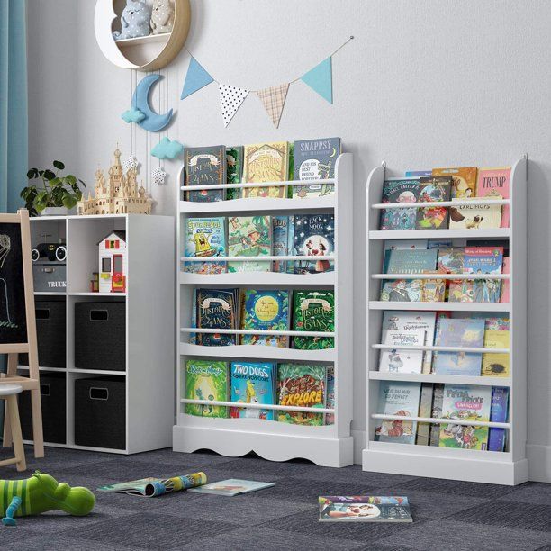 Homfa 4-Tier Kids Bookshelf, 4 Wall Mounted Shelves, Children’s Bookcase Rack, Floating Display... | Walmart (US)