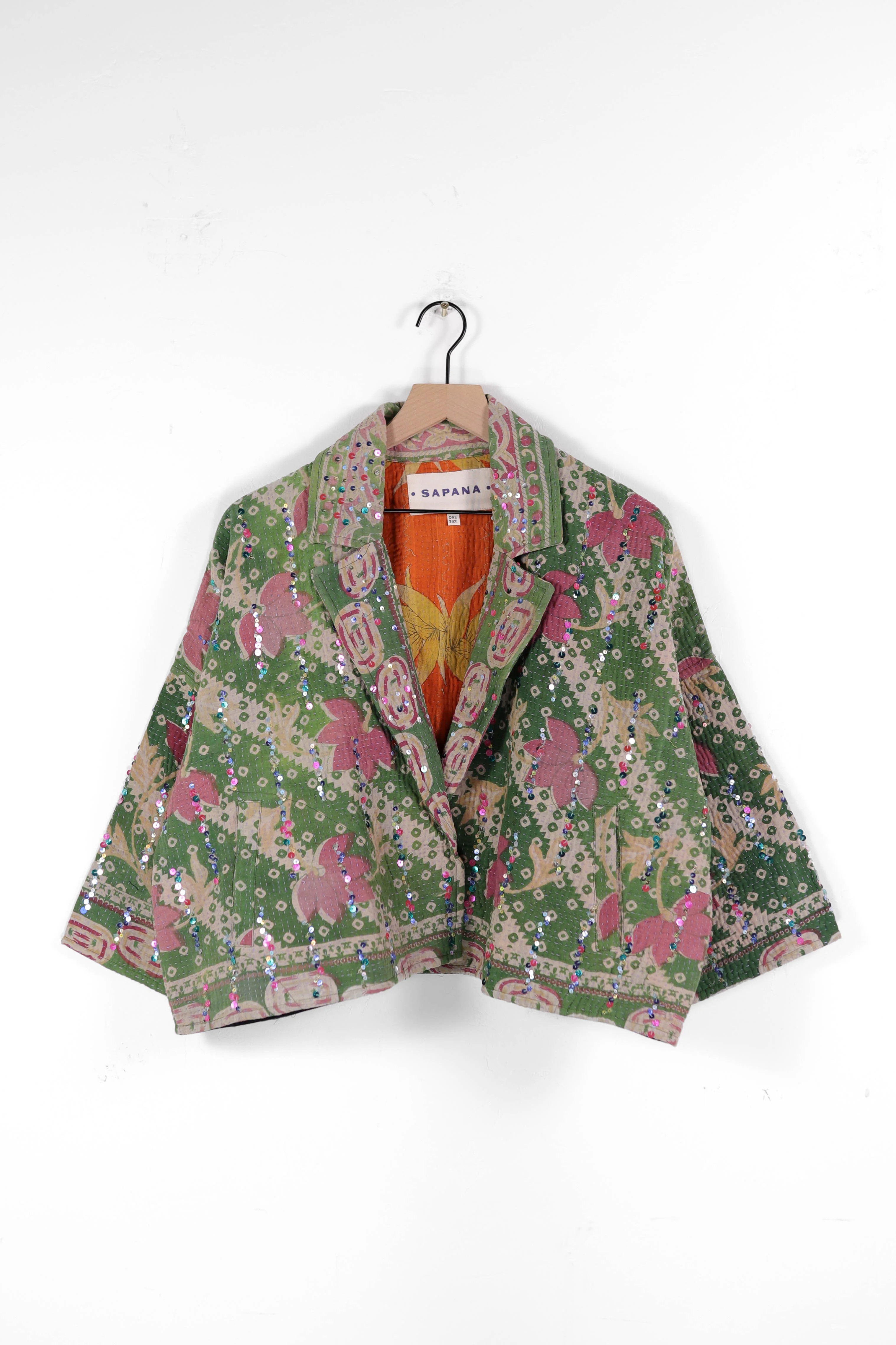 Vintage Kantha Blanket Coat The Round Top Blanket Coat | Sapana